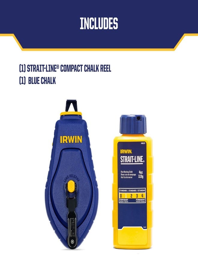 IRWIN Tools STRAIT-LINE COMPACT Chalk Reel, with Blue Chalk, 30 ft. (IWHT48440BC) - Image 2