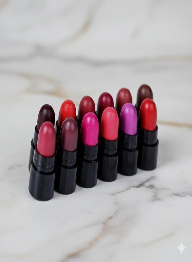 بينر مجموعة أحمر شفاه بينر مات ميني، 12 لونًا غنيًا بالصبغة، حجم مناسب للسفر، عبوة من 12 قطعة - Image 1