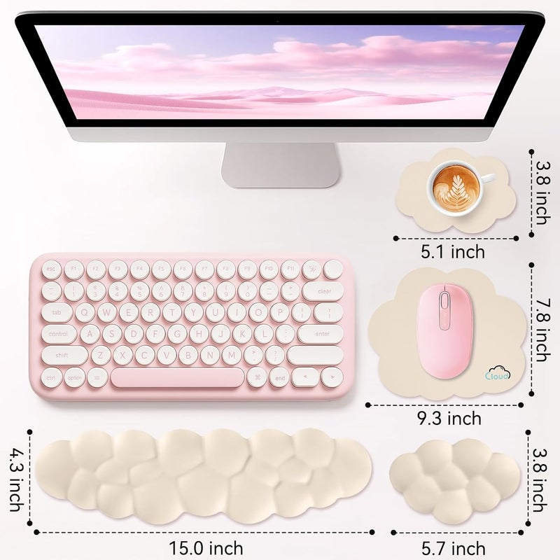 Sushret Memory Foam Cloud Wrist Rest Keyboard Set, 4-in-1: Ergonomic Keyboard Wrist Rest & Mouse Pad, Non-Slip for Office, Gaming and Home Office, Blue - Image 3