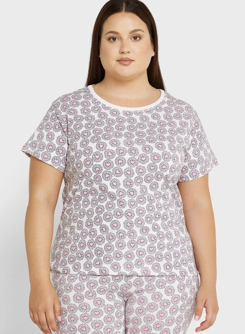 Ginger Plus Graphic Nightwear T-Shirt And Pyjama Set