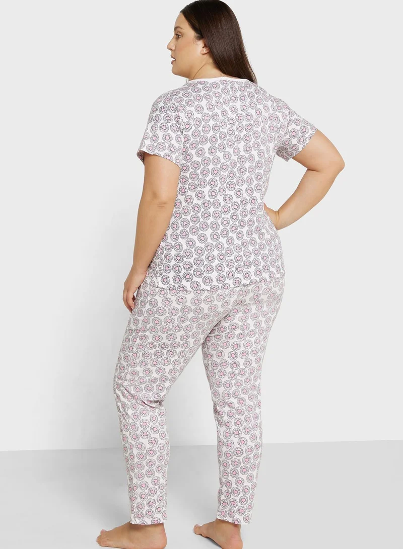 Ginger Plus Graphic Nightwear T-Shirt And Pyjama Set