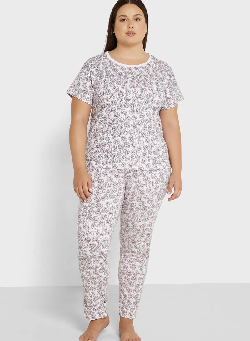 Ginger Plus Graphic Nightwear T-Shirt And Pyjama Set