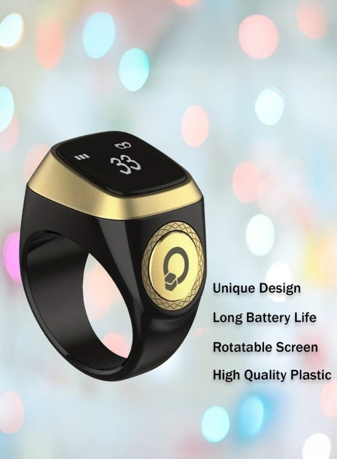 iQIBLA (2 Pieces )Smart Tasbih Zikr Ring Muslim Prayer Prayer timing reminder OLED display Tasbih Counter Smart Ring Wearable Technology Waterproof Black 20mm USB ((Black)) (Pack Of 2) - Image 5