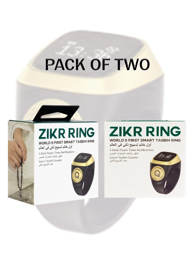 iQIBLA Smart Tasbih Zikr Ring Muslim Prayer Prayer timing reminder OLED display Tasbih Counter Smart Ring Wearable Technology Waterproof Black 20mm USB ((Black)) (Pack Of 2)  - Image 4