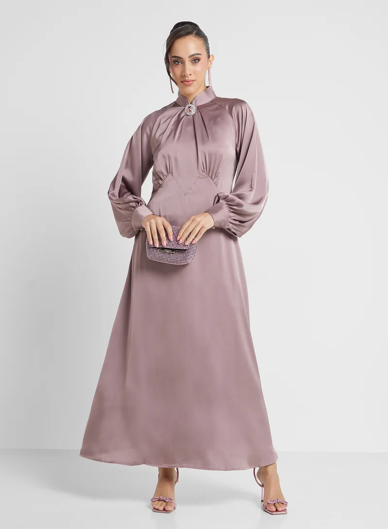 Khizana Satin Bishop Sleeve Dress