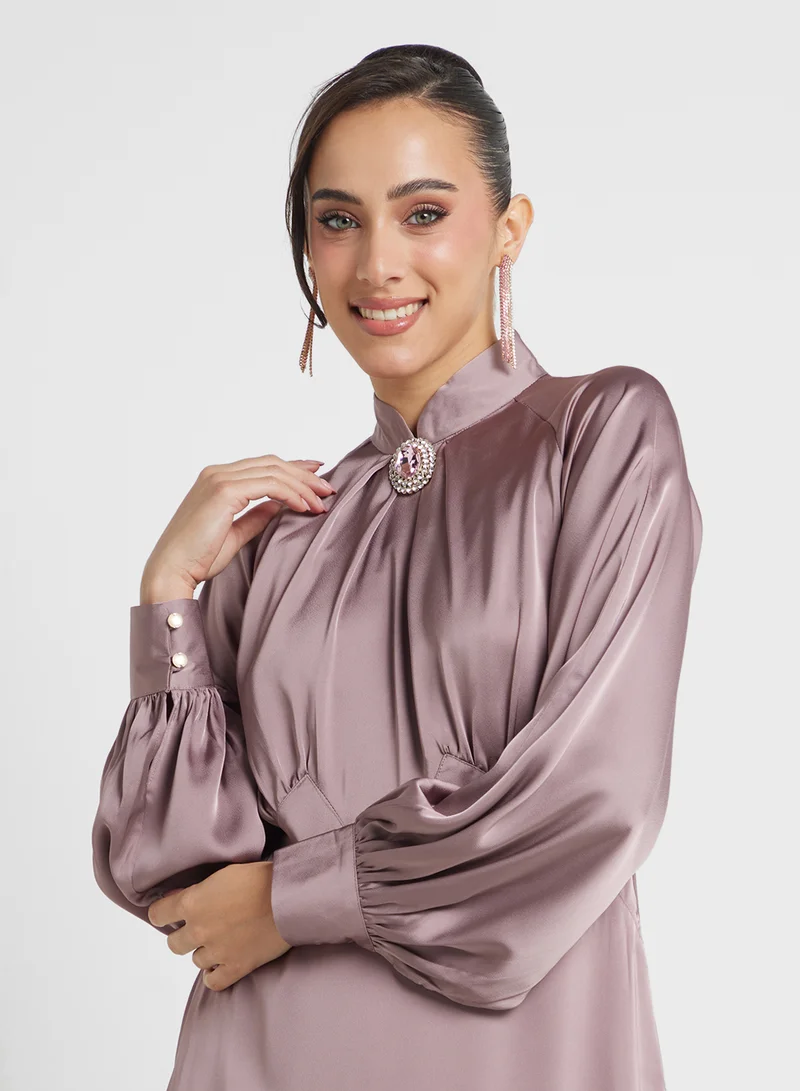 Khizana Satin Bishop Sleeve Dress
