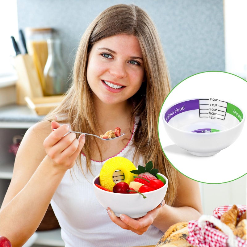 Tioncy 8 Pcs Bariatric Portion Control Set with 4 Bariatric Plates 4 Portion Control Bowls for Adults Diet Balanced Eating Weight Loss Serving Plans(Classic) - Image 4
