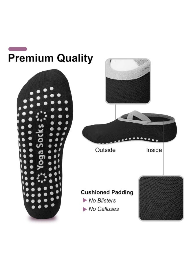 Anmi 4 Pairs Yoga Pilates Socks, Non-Slip Cotton Socks for Pilates Pure Barre Ballet Dance Socks Barefoot Workout Socks - Image 2