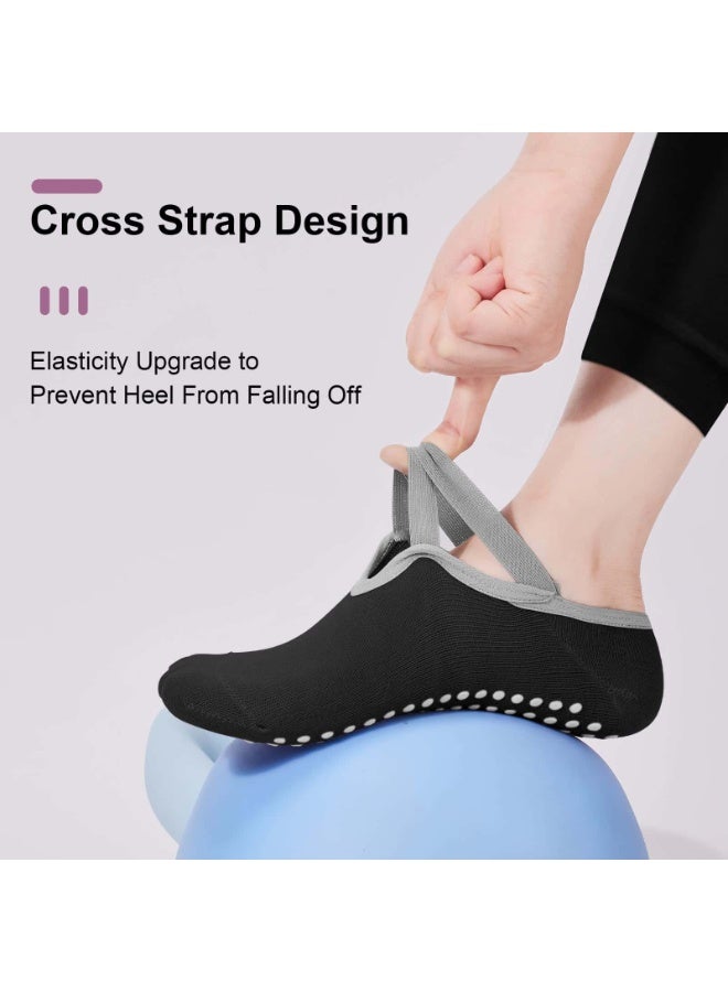 Anmi 4 Pairs Yoga Pilates Socks, Non-Slip Cotton Socks for Pilates Pure Barre Ballet Dance Socks Barefoot Workout Socks - Image 3