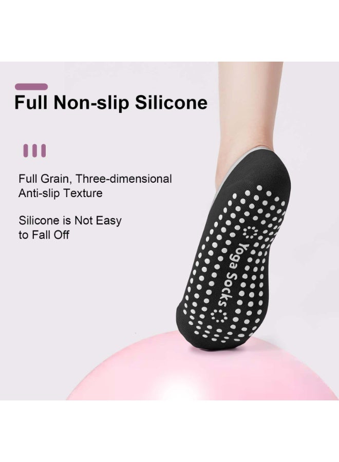 Anmi 4 Pairs Yoga Pilates Socks, Non-Slip Cotton Socks for Pilates Pure Barre Ballet Dance Socks Barefoot Workout Socks - Image 5