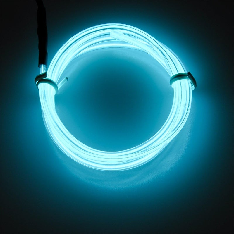 lychee 9ft EL Wire Lights Neon Glowing Strobing Electroluminescent Light El Wire w/Battery Pack for Parties, Halloween Decoration (Ice Blue) - Image 2
