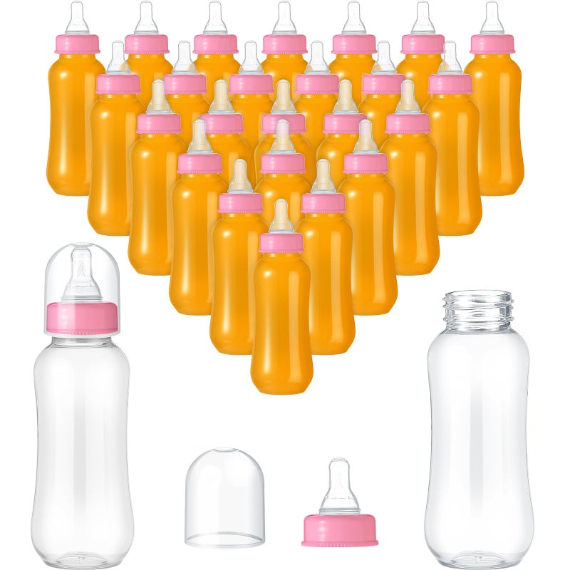 Norme Baby Shower Bottles 95 oz Plastic Chug Sign Game Party Favors Bulk for Decorations Gender Reveal Gifts Pink 24 Pcs