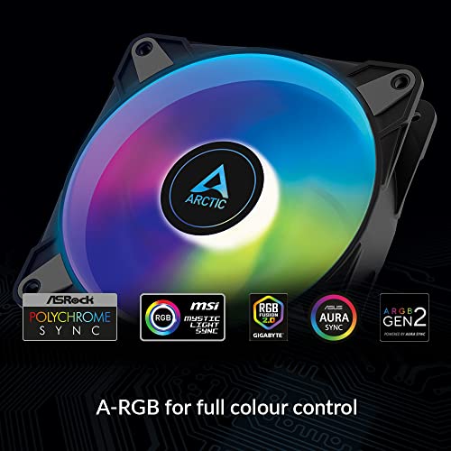ARCTIC P12 PWM PST A-RGB 0dB (3 Pack) - 120 mm PWM case Fan Optimized for Static Pressure, case Fan, semi-Passive: 0-2000 RPM, 5V 3 pin ARGB LED, Single Fan - Black - ACFAN00232A - Image 2