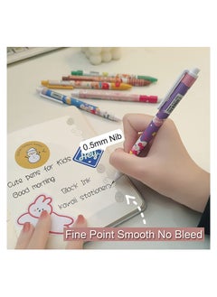 Y&D Cute Pens 6 Pcs Fine Point Smooth Writing Pens Black Ink 0.5mm Retractable Gel for Kids Girls Women Kawaii School Office Supplies Stationary  - Image 5