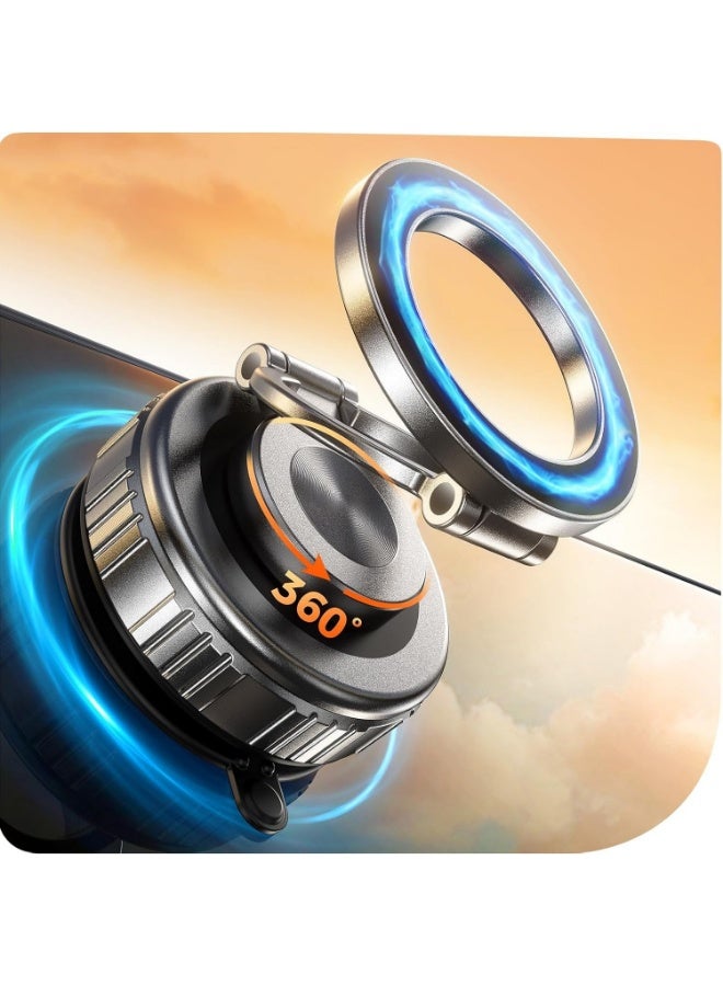 Upgrade metal 360 ° adjustable vacuum suction cup phone holder [109 pound suction], car magnetic phone holder, foldable portable phone car holder, alloy material suction cup magnetic phone holder/foldable/360 degree dual 180 degree rotation - Image 1