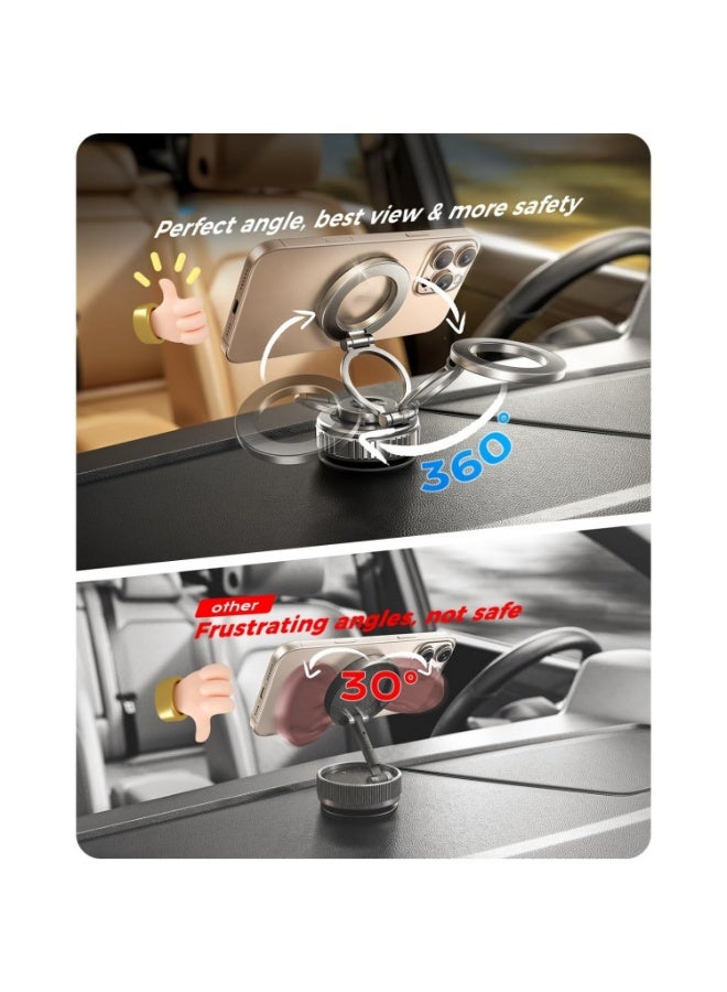 Upgrade metal 360 ° adjustable vacuum suction cup phone holder [109 pound suction], car magnetic phone holder, foldable portable phone car holder, alloy material suction cup magnetic phone holder/foldable/360 degree dual 180 degree rotation - Image 2