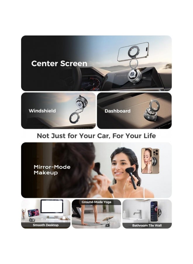 Upgrade metal 360 ° adjustable vacuum suction cup phone holder [109 pound suction], car magnetic phone holder, foldable portable phone car holder, alloy material suction cup magnetic phone holder/foldable/360 degree dual 180 degree rotation - Image 4