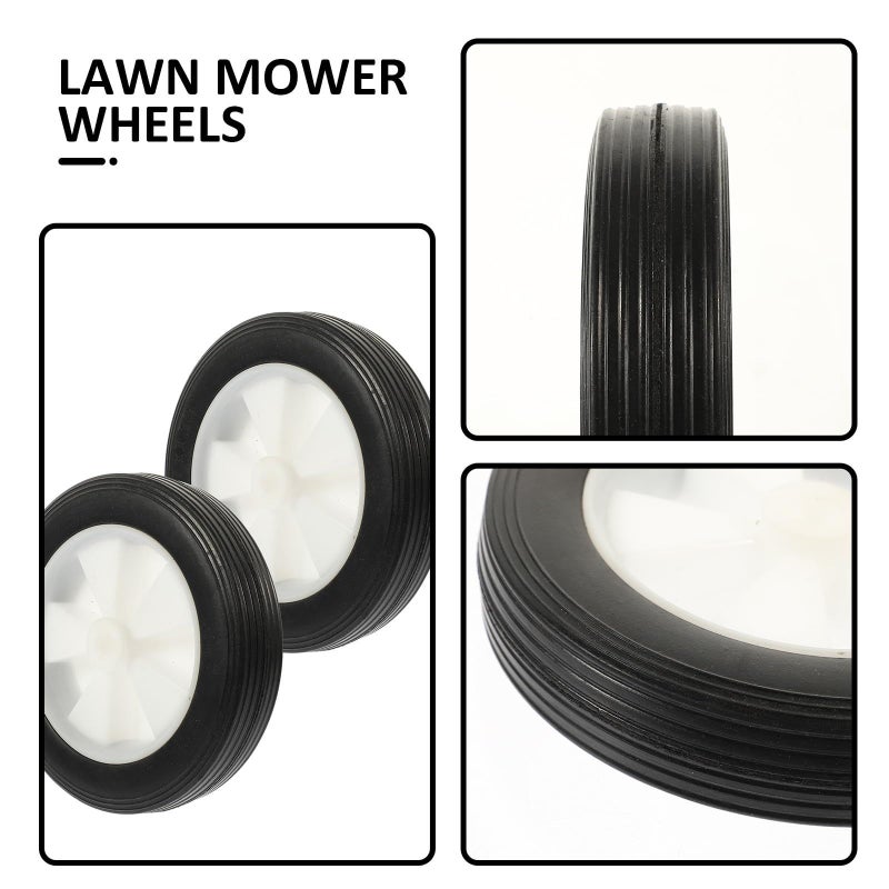 7 Inch Solid Rubber Caster Wheels 2pcs Silent Trolley for Lawn Mower Outdoor Cart - Image 5