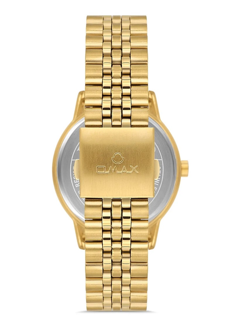 Omax Men's Gold Luxury Wrist Watch, Watches for Men, Stainless Watches, Steel Band, Date Black Round Dial, Waterproof Watch, 1 Year Warranty - Image 3