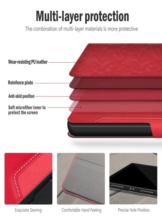 Antbox Case for iPad (A16) 11th Generation 11'' 2025/iPad 10th Generation 10.9'' 2022 with Built-in Pencil Holder Auto Sleep/Wake Function PU Leather Smart Cover (Red) - Image 3