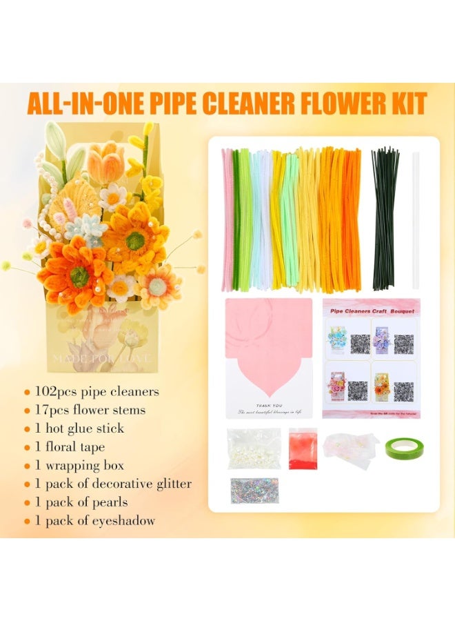Pipe Cleaners Craft Kit – DIY Flower Bouquet Making Kit, Chenille Stems Craft Supplies for Art Projects, Pipe Cleaner Craft for Creative Activities, Beginner-Friendly Craf Kit for Flower Making - Image 2