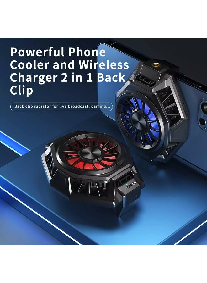 BR20 PRO Phone Cooler 15W and Wireless Charger 2 in 1 Back Clip, Cooling Fan Radiator for Gaming, Live Streaming, TikTok, Vlog, iOS/Android Semiconductor Heatsink - Image 4