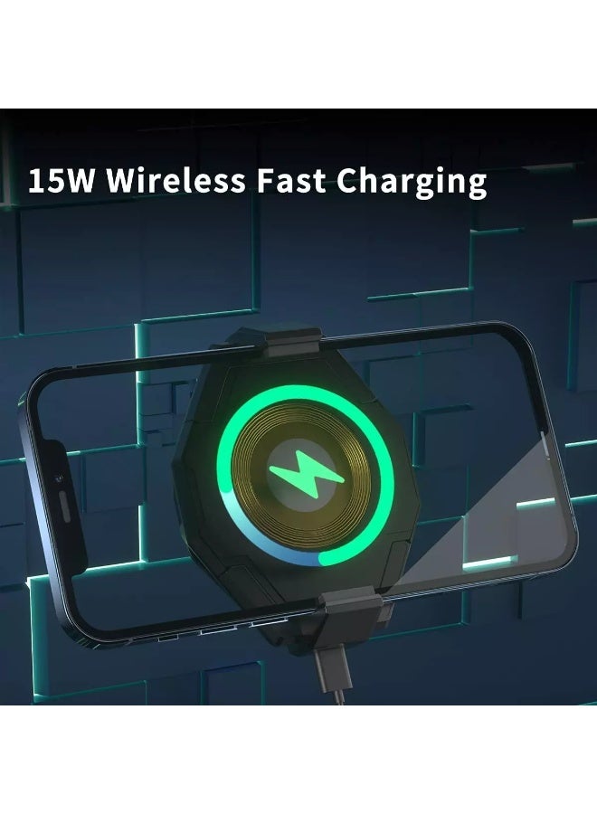 BR20 PRO Phone Cooler 15W and Wireless Charger 2 in 1 Back Clip, Cooling Fan Radiator for Gaming, Live Streaming, TikTok, Vlog, iOS/Android Semiconductor Heatsink - Image 3