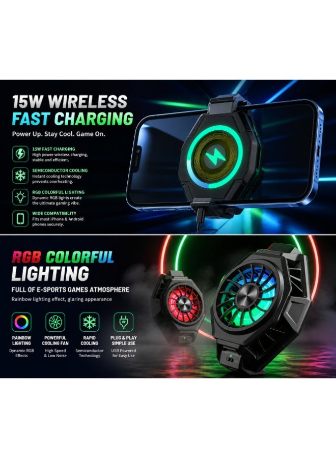 BR20 PRO Phone Cooler 15W Wireless Charger 2-in-1 – Semiconductor Cooling Fan for Gaming, TikTok, Live Streaming (iOS & Android) - Image 4
