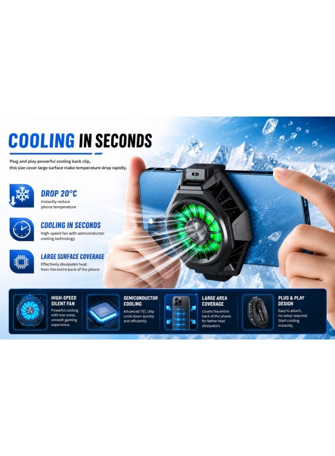 BR20 PRO Phone Cooler 15W Wireless Charger 2-in-1 – Semiconductor Cooling Fan for Gaming, TikTok, Live Streaming (iOS & Android) - Image 2