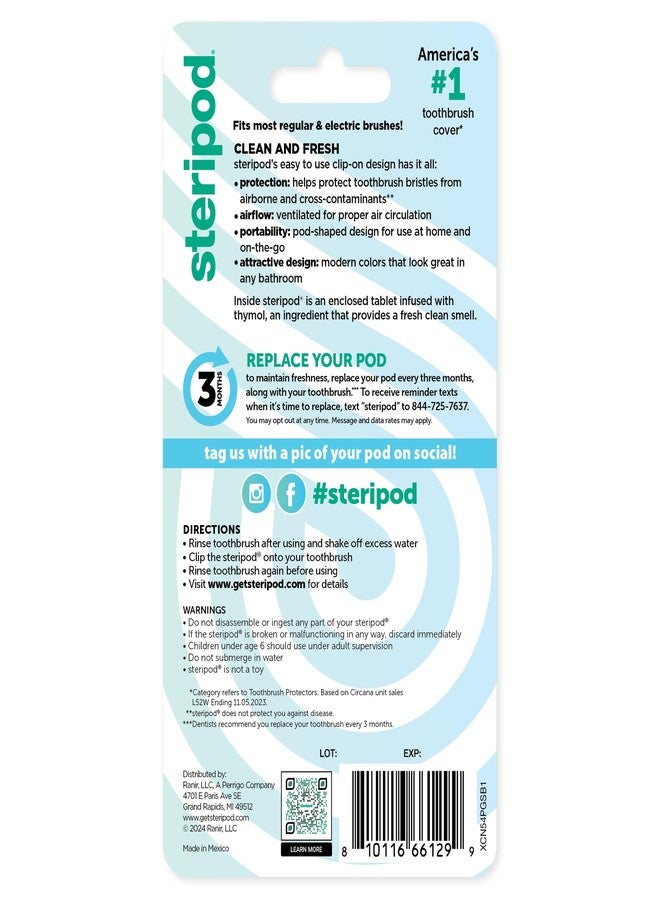 ستيريبود واقي فرشاة أسنان ستيريبود قابل للتثبيت، أخضر وأزرق، قطعتان - Image 2