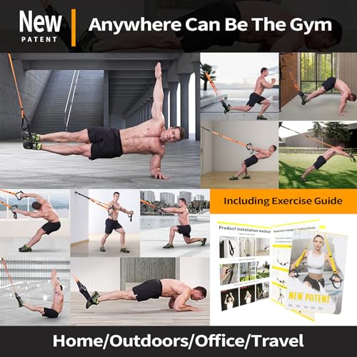 Moulyan Bodyweight Resistance Training Straps,Suspension Training straps Complete Home Gym Fitness Trainer kit for Full-Body Workout Easy Setup Gym Home Outdoors - Image 5