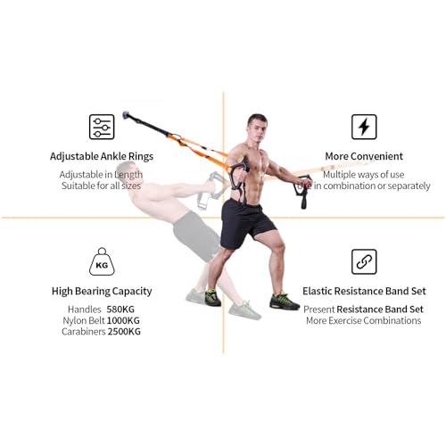 Moulyan Bodyweight Resistance Training Straps,Suspension Training straps Complete Home Gym Fitness Trainer kit for Full-Body Workout Easy Setup Gym Home Outdoors - Image 4
