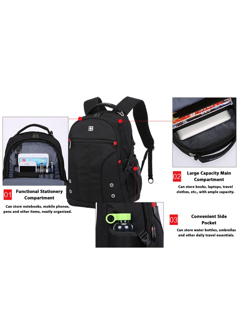 SUISSEWIN Backpack for Men Women, Laptop Bags, Water-Repellent Travel Backpack, Large 29L Capacity School Bag, Ergonomic Design for Business & College - Image 2