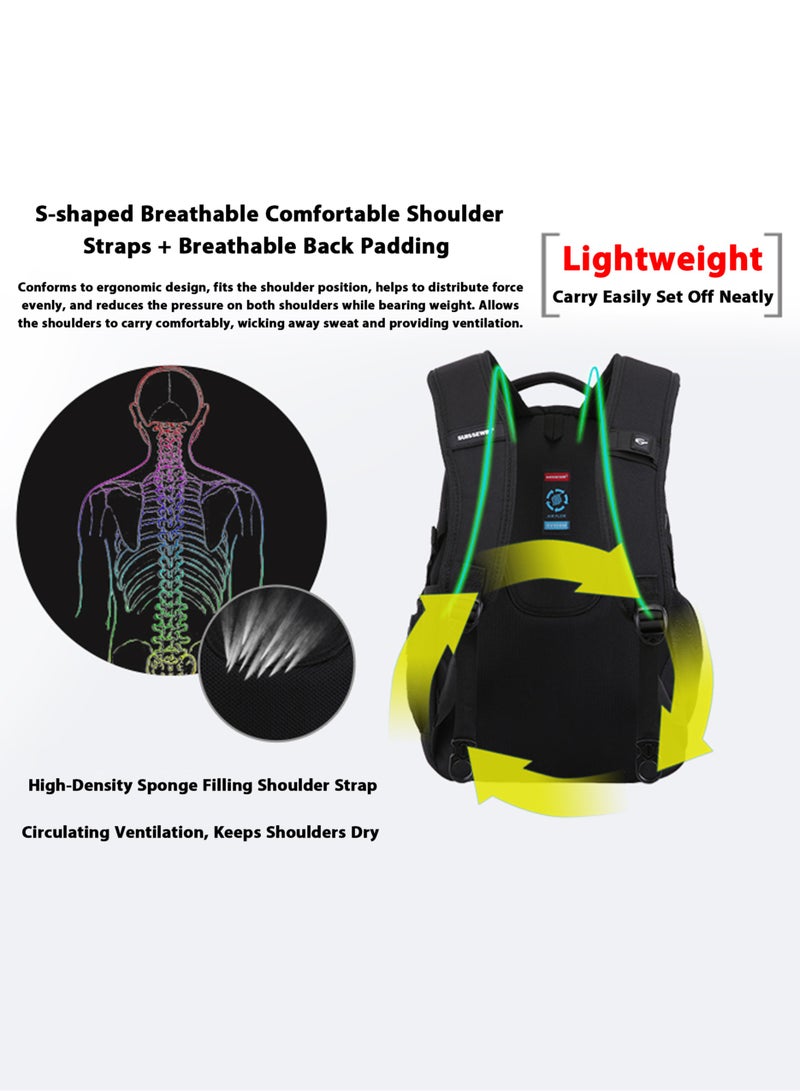 SUISSEWIN Backpack for Men Women, Laptop Bags, Water-Repellent Travel Backpack, Large 29L Capacity School Bag, Ergonomic Design for Business & College - Image 5