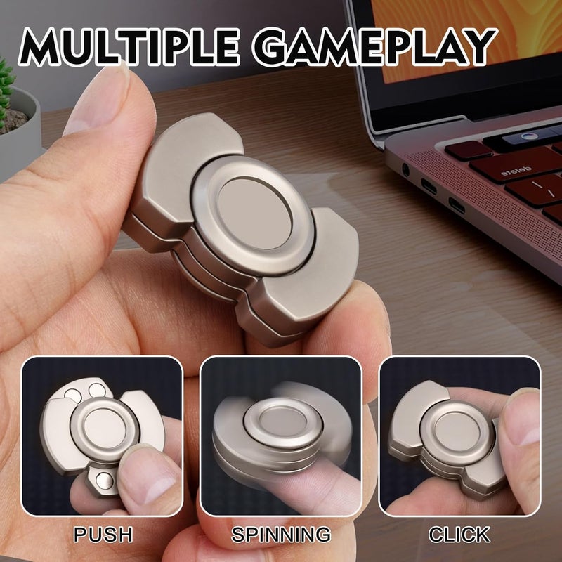 D.G.PLAYER 3-in-1 Fidget Toys Adults: Spinner, Slider & Clicker – Magnetic Stainless Steel Bearings for Super-Stable Rotation – Ultimate Stress Relief, Enhanced Focus, and Habit Breaking Companion(Silver) - Image 2