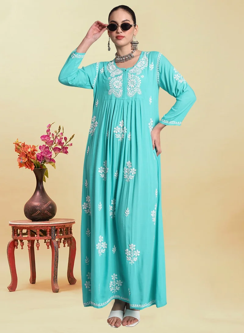 Alaya Hand Embroidered Chikankari Rayon Jalabiya-AL4012