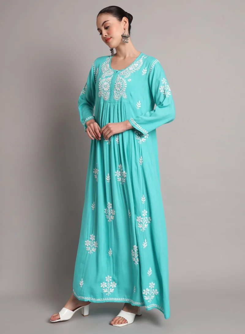 Alaya Hand Embroidered Chikankari Rayon Jalabiya-AL4012