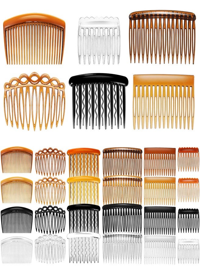Chuangdi 24 Pieces French Hair Side Combs Set Plastic Twist Comb Hair Clip Combs Accessories for Girls Women (9/11/15/16/17/23 Teeth Side) - Image 1