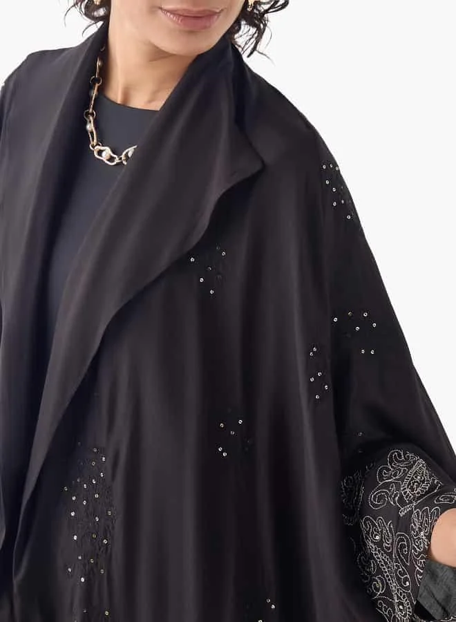 Iconic Iconic Embellished Open Front Shrug with Lapel
