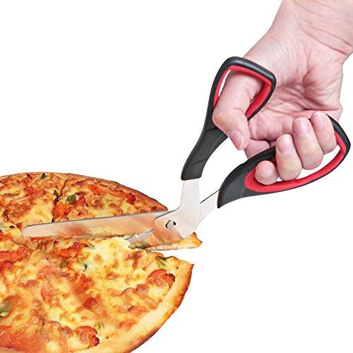 Asdirne Pizza Scissors, Pizza Cutter with Ultra Sharp Detachable Blade and Ergonomic Soft Grip, 10.3Inch, Black&Red - Image 2