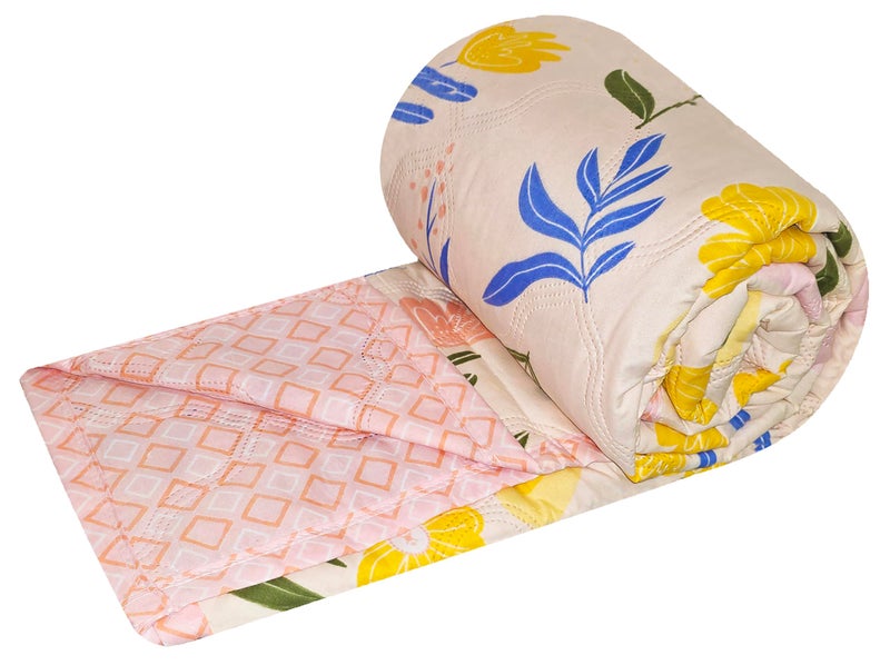 Fancy Walas Dohar Double Bed 100% Cotton Blankets for Summer | 90x100inch, 150GSM Ac Comforter and Cooling Blankets for Summer | Classic Printed Design | Pink Color | Quilt | Ideal for Gifting - Image 1