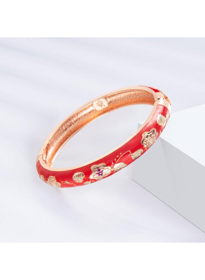UJOY Enamel Bangle Bracelet Two Pcs Set in Gift Box for Lady Women Birthday Valentine Present (Red) - Image 4