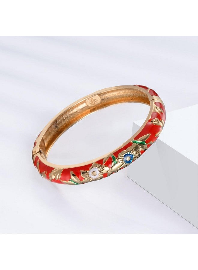 UJOY Enamel Bangle Bracelet Two Pcs Set in Gift Box for Lady Women Birthday Valentine Present (Red) - Image 3