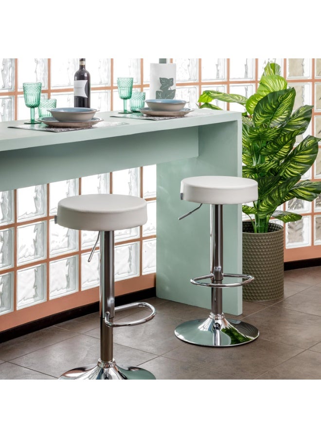 Set of 2 Adjustable Swivel Bar Stools – Chrome Base Counter Chairs with Footrest & Scratch-Resistant Base for Kitchen & Counter Use - Image 2