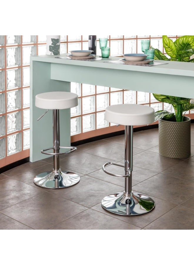 Set of 2 Adjustable Swivel Bar Stools – Chrome Base Counter Chairs with Footrest & Scratch-Resistant Base for Kitchen & Counter Use - Image 3