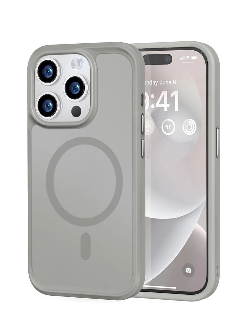 Denx Magnetic Case for iPhone 14 Pro Max [Shockproof & Slim] Matte Hard Back Cover with high-Grade Protection | Natural titanium - Image 1