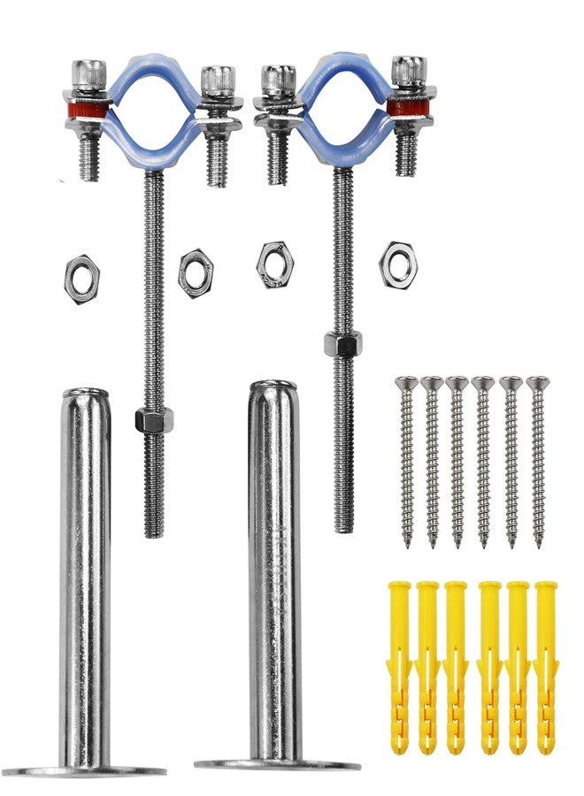 AKIHISA 2 Pcs 304 Stainless Steel Pipe Supports, Wall Mount Ceiling Mount Pipe Hanger, Pipe Holder for OD Pipe 25-27MM Adjustable Height Range 100-200mm - Image 4