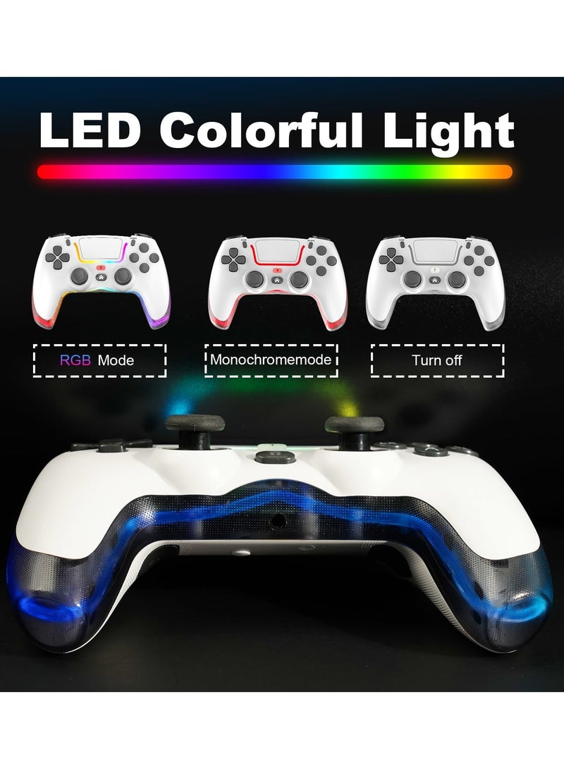 Anmi Wireless Controller for PS4, Controller with Joystick/Dual Vibration/6-Axis Gyro/RGB Modes/Macro M1,M2/Turbo Boost Compatible with PS4/Pro/Slim/Switch/PC- White - Image 3