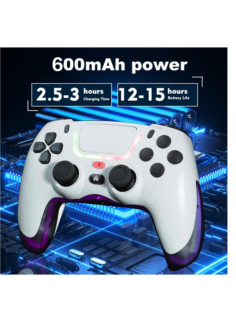 Anmi Wireless Controller for PS4, Controller with Joystick/Dual Vibration/6-Axis Gyro/RGB Modes/Macro M1,M2/Turbo Boost Compatible with PS4/Pro/Slim/Switch/PC- White - Image 2