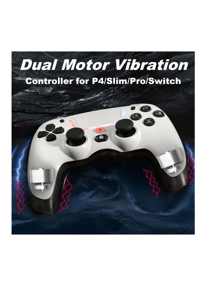 Anmi Wireless Controller for PS4, Controller with Joystick/Dual Vibration/6-Axis Gyro/RGB Modes/Macro M1,M2/Turbo Boost Compatible with PS4/Pro/Slim/Switch/PC- White - Image 4